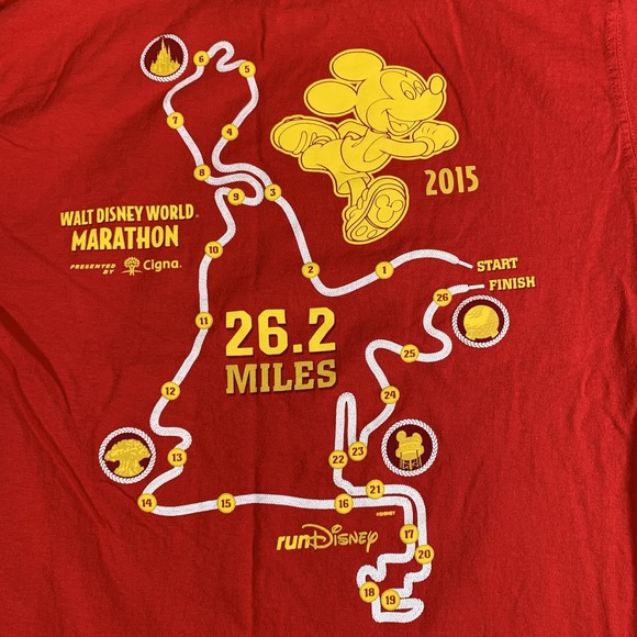 Disney Walt Disney World Marathon Shirt Mens Small Red runDisney 2015 Champion - Picture 11 of 11